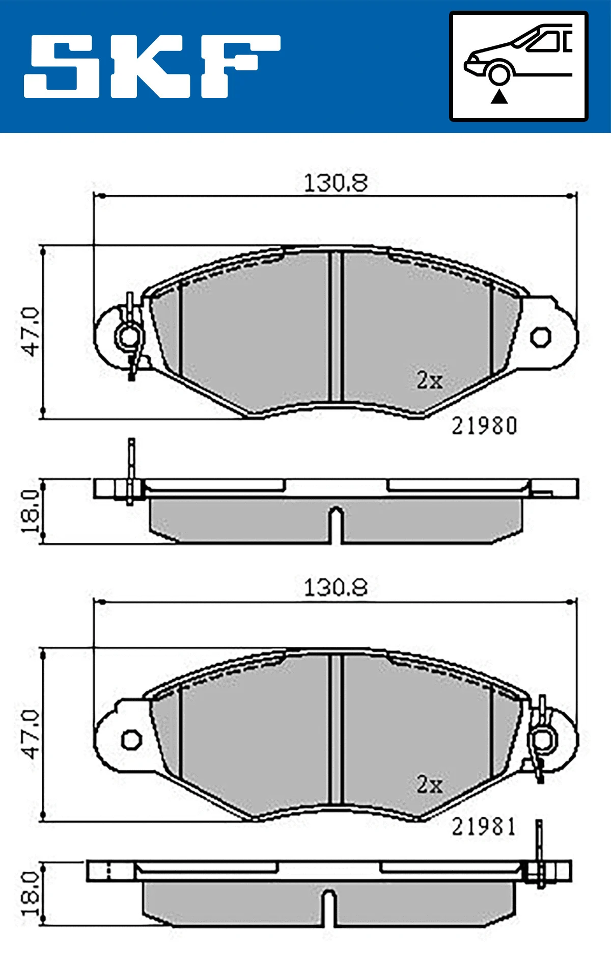 Diskinių stabdžių trinkelių rinkinys SKF VKBP 80212