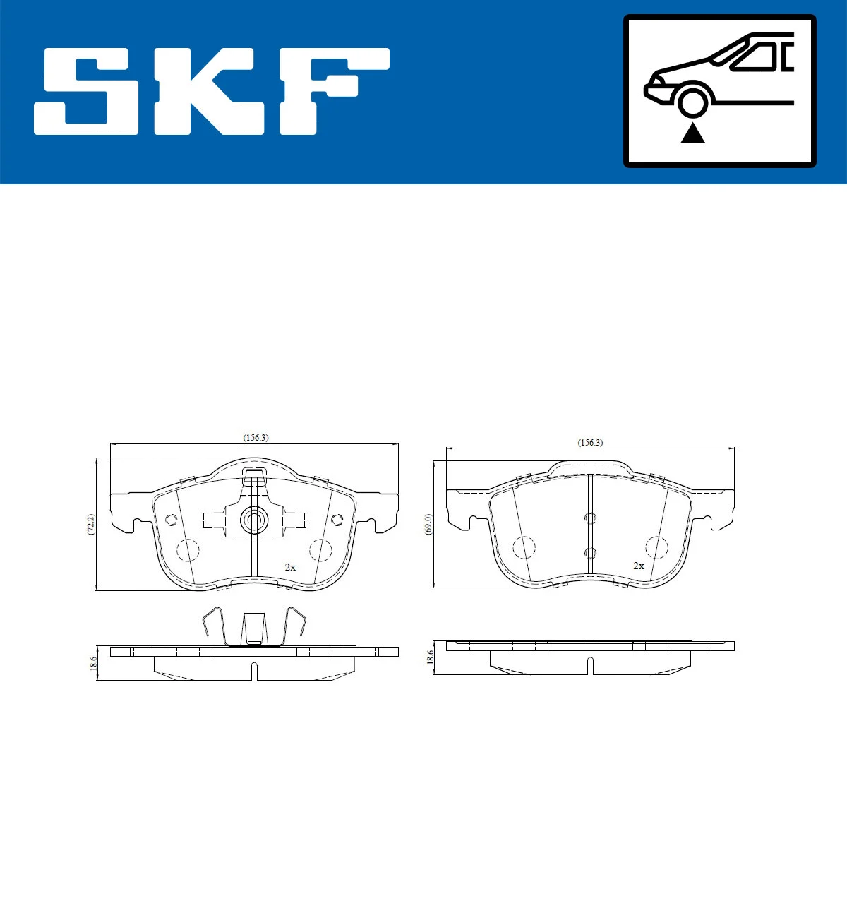 Diskinių stabdžių trinkelių rinkinys SKF VKBP 80215