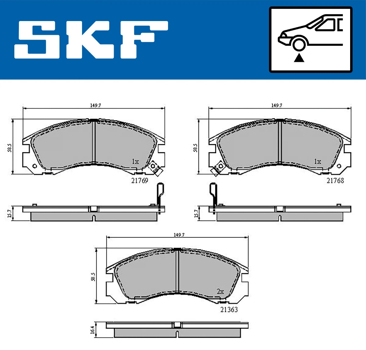 Diskinių stabdžių trinkelių rinkinys SKF VKBP 80230 A