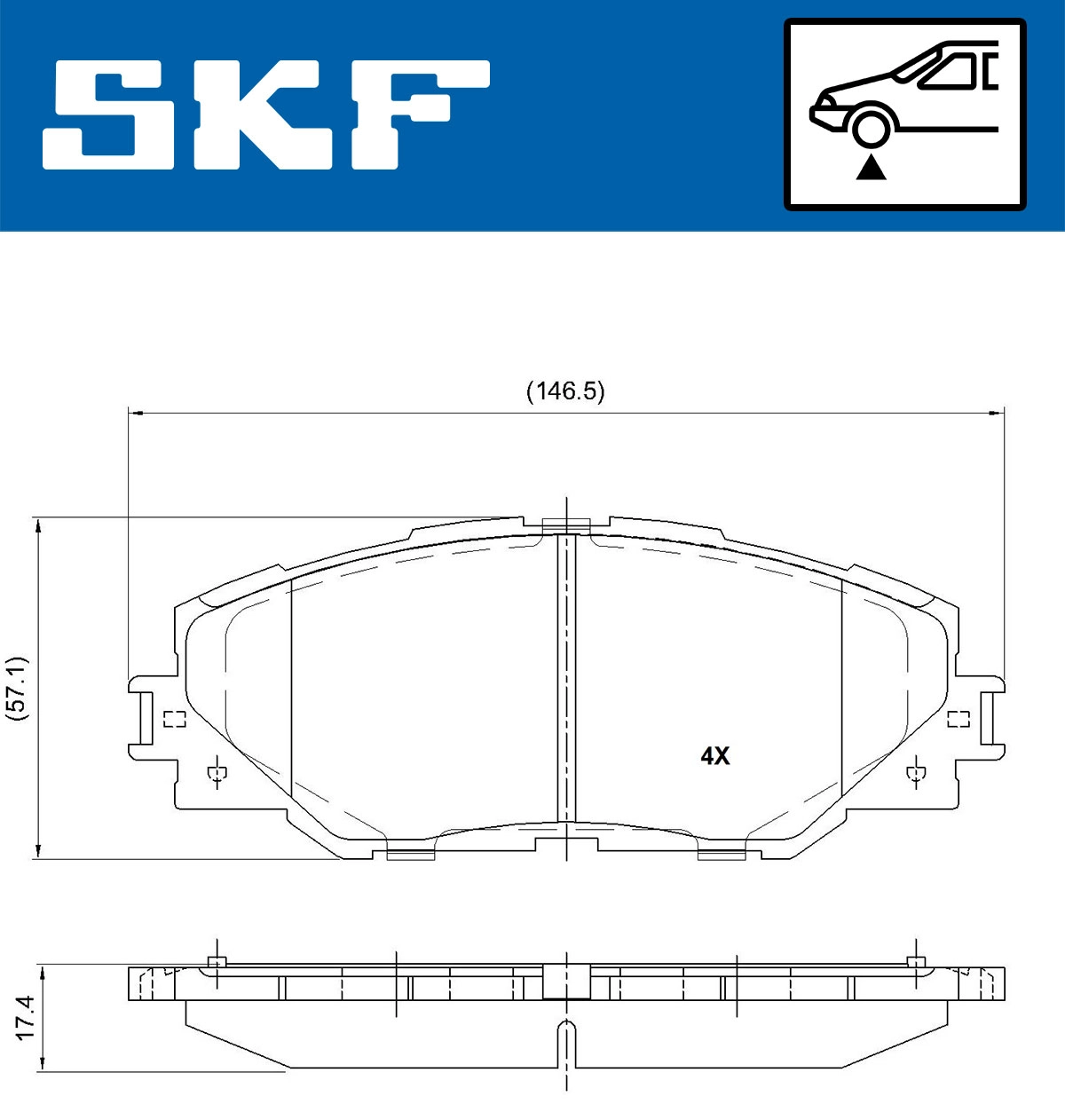 Diskinių stabdžių trinkelių rinkinys SKF VKBP 80235
