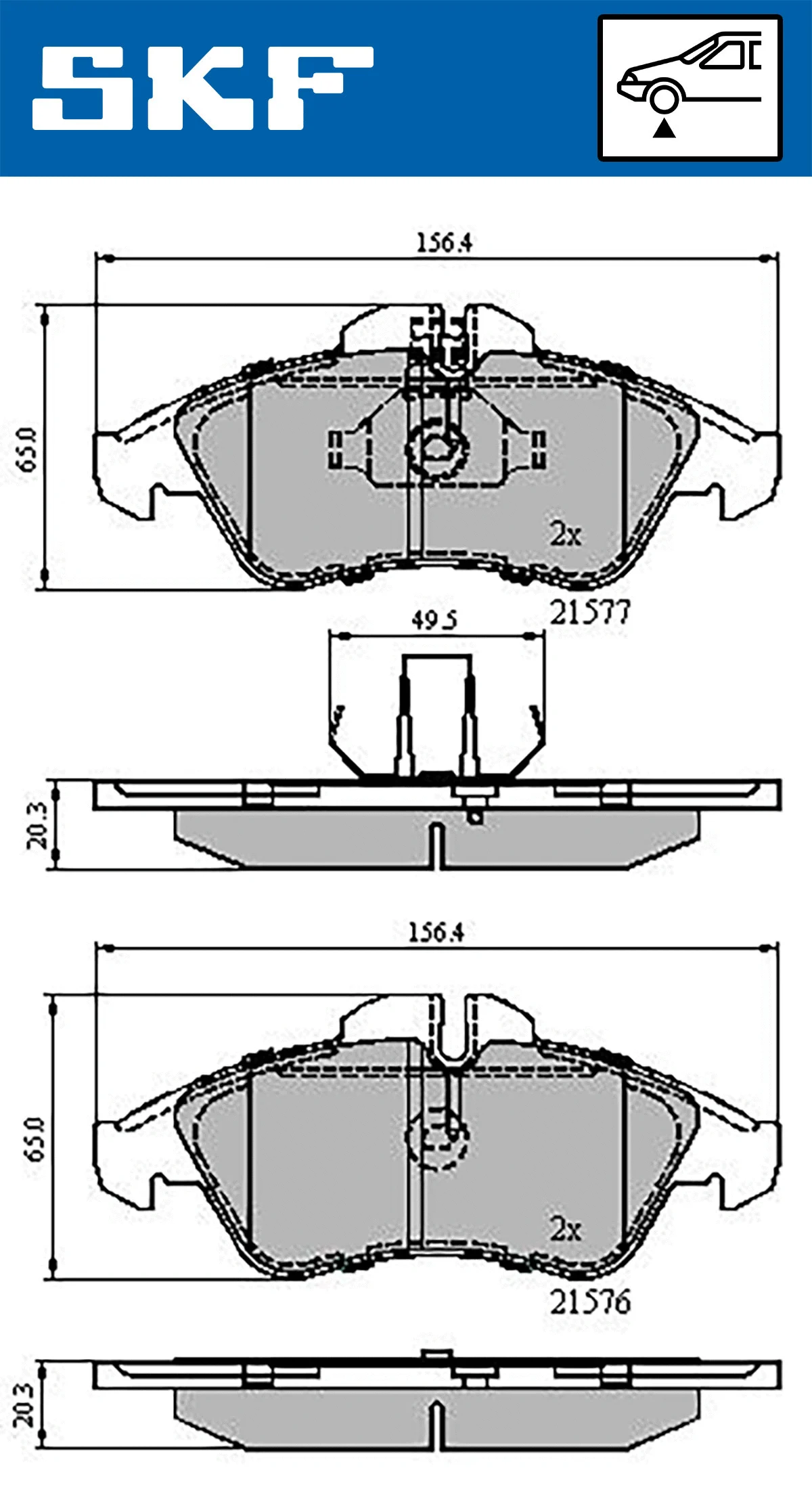 Diskinių stabdžių trinkelių rinkinys SKF VKBP 80254