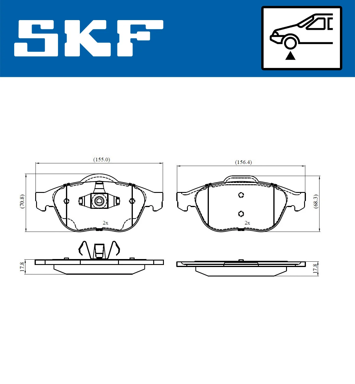 Diskinių stabdžių trinkelių rinkinys SKF VKBP 80263