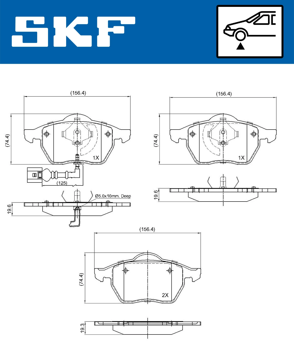 Diskinių stabdžių trinkelių rinkinys SKF VKBP 80270 E