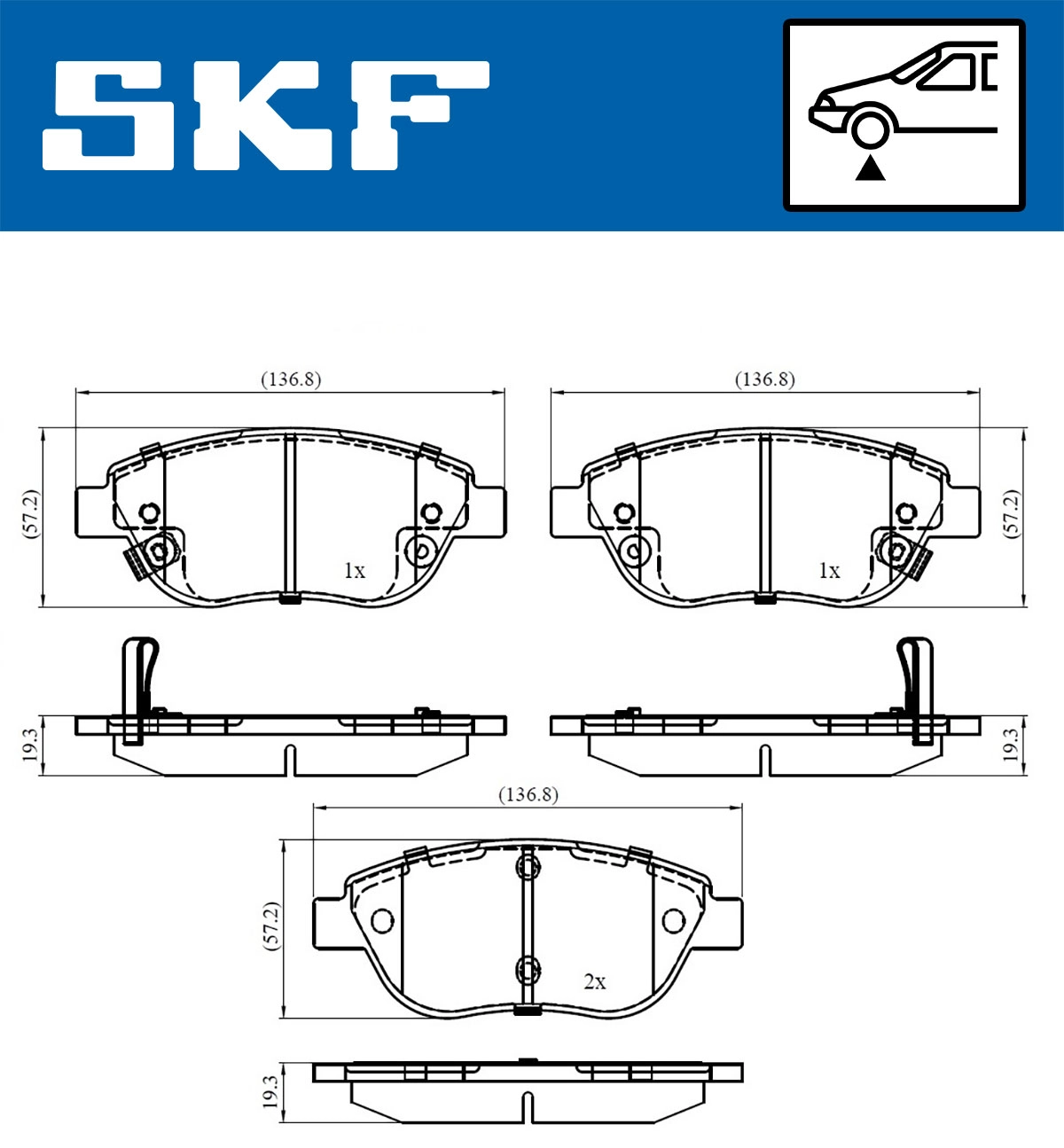 Diskinių stabdžių trinkelių rinkinys SKF VKBP 80280 A