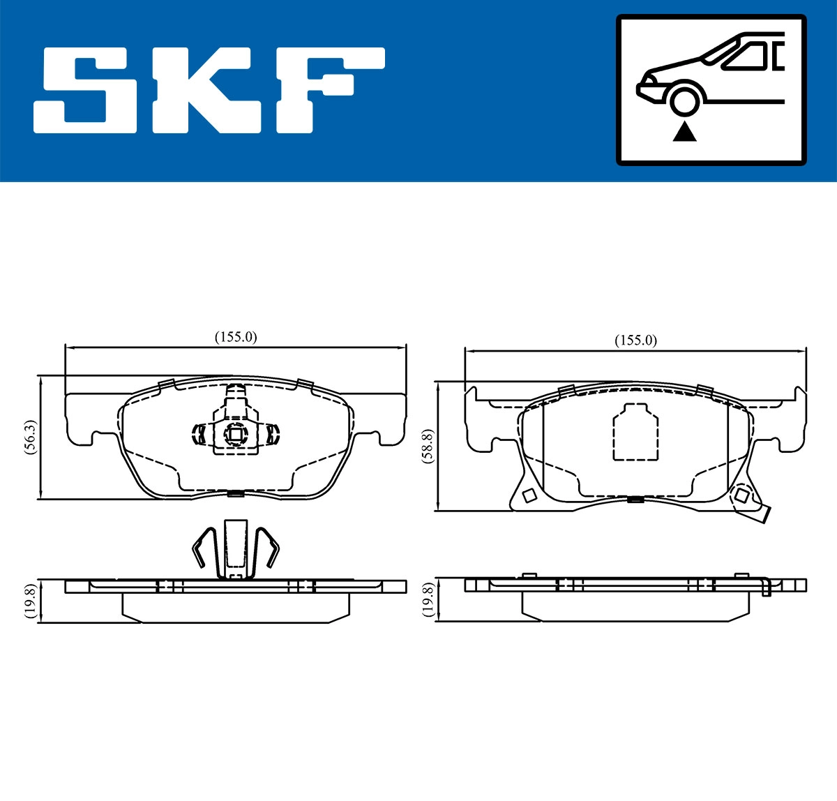Diskinių stabdžių trinkelių rinkinys SKF VKBP 80291 A