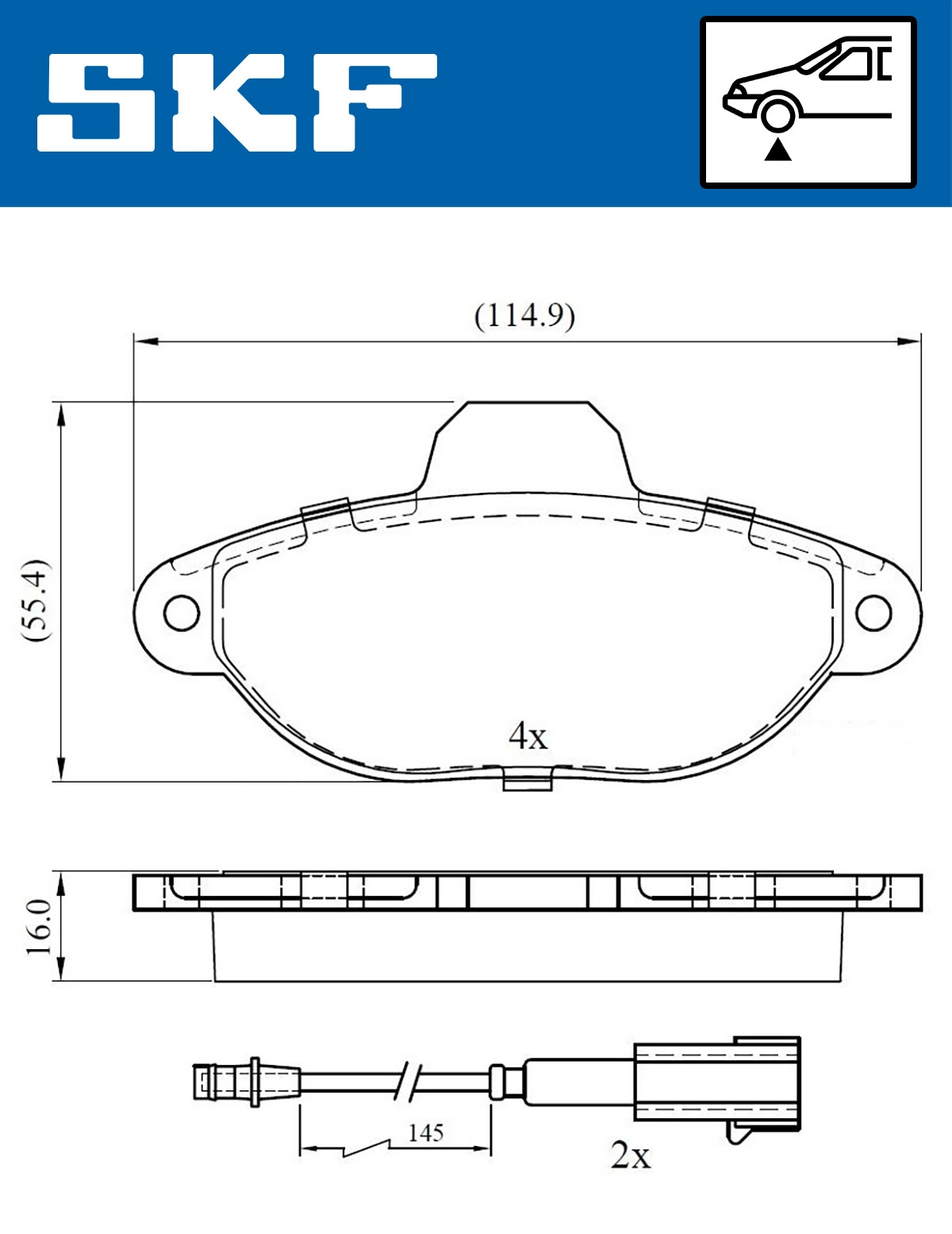 Diskinių stabdžių trinkelių rinkinys SKF VKBP 80299 E