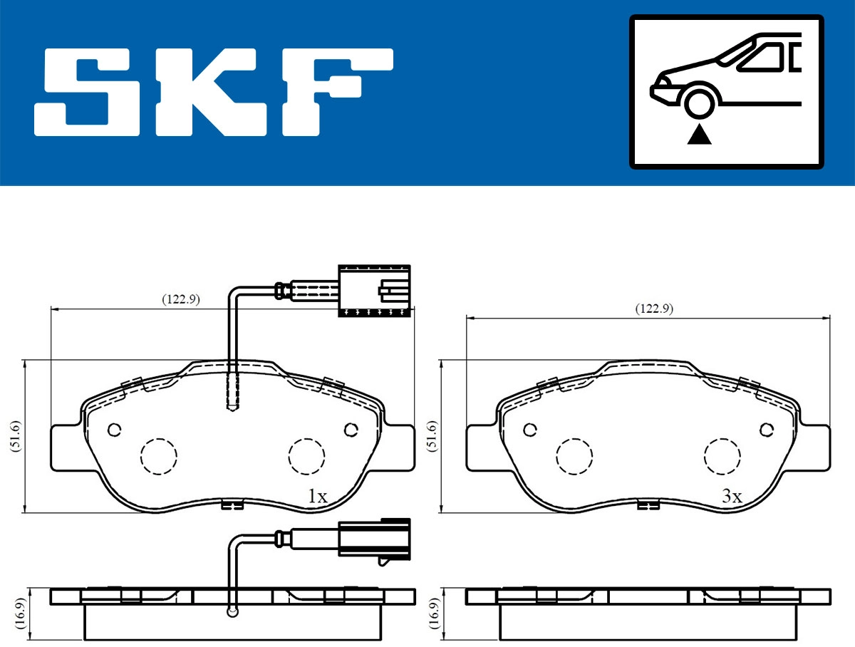Diskinių stabdžių trinkelių rinkinys SKF VKBP 80313 E