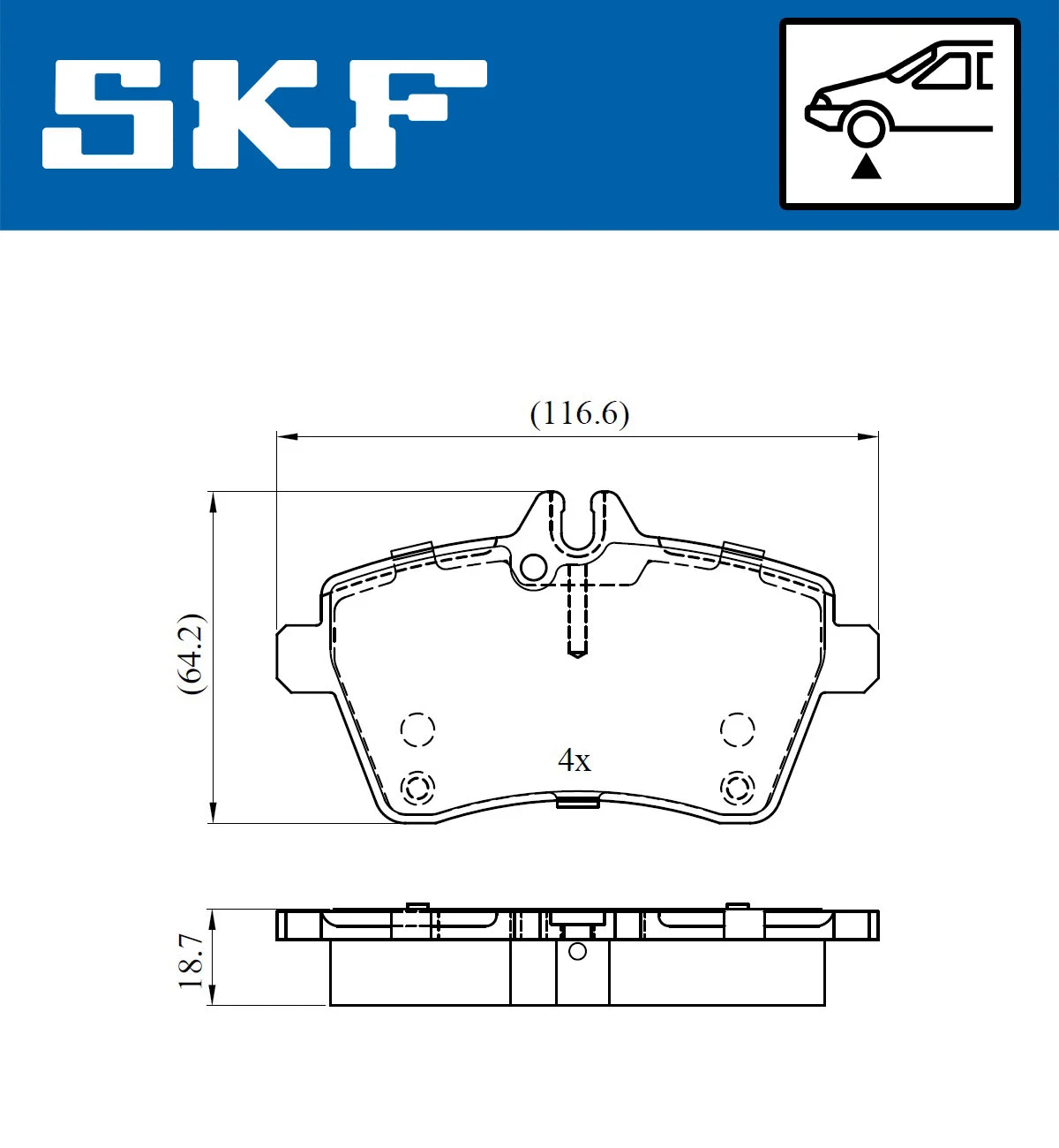 Diskinių stabdžių trinkelių rinkinys SKF VKBP 80323