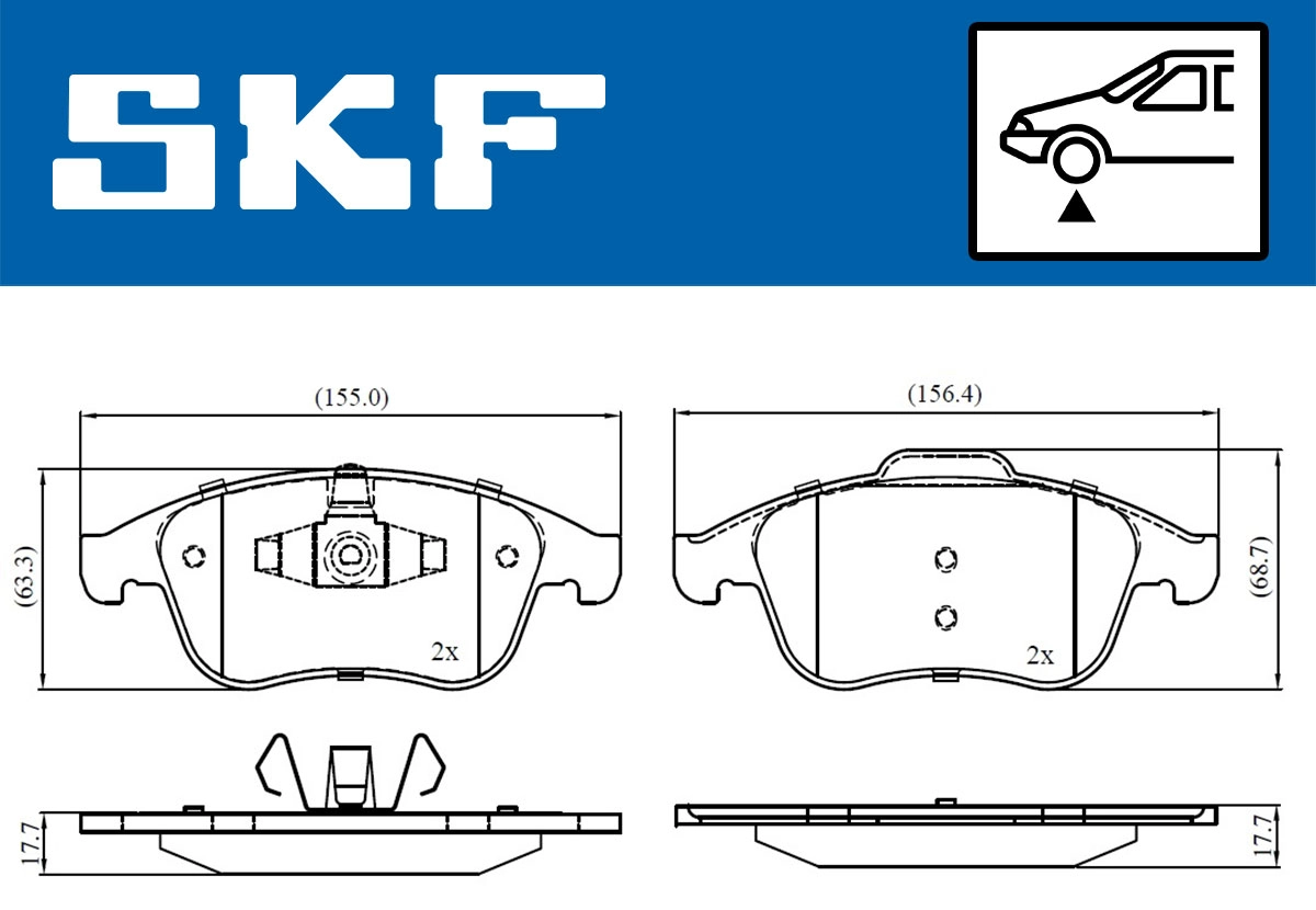 Diskinių stabdžių trinkelių rinkinys SKF VKBP 80336