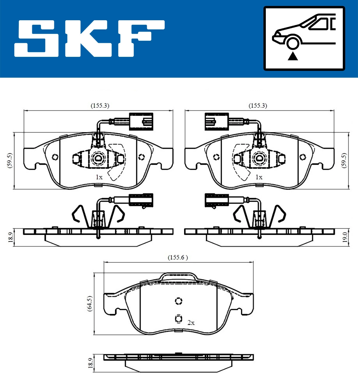 Diskinių stabdžių trinkelių rinkinys SKF VKBP 80353 E