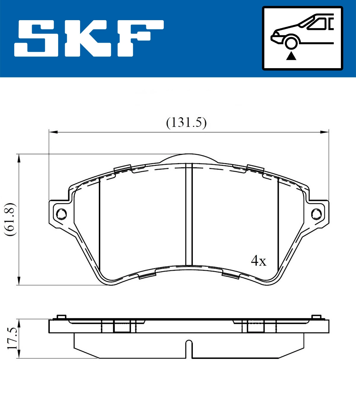 Diskinių stabdžių trinkelių rinkinys SKF VKBP 80375