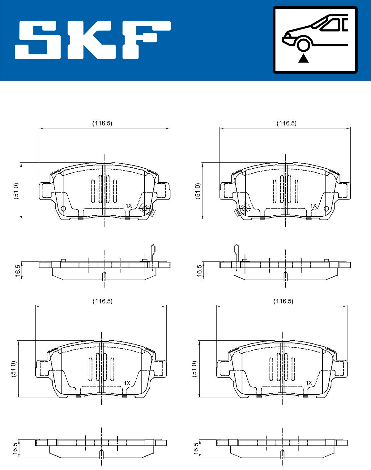 Diskinių stabdžių trinkelių rinkinys SKF VKBP 80382 A