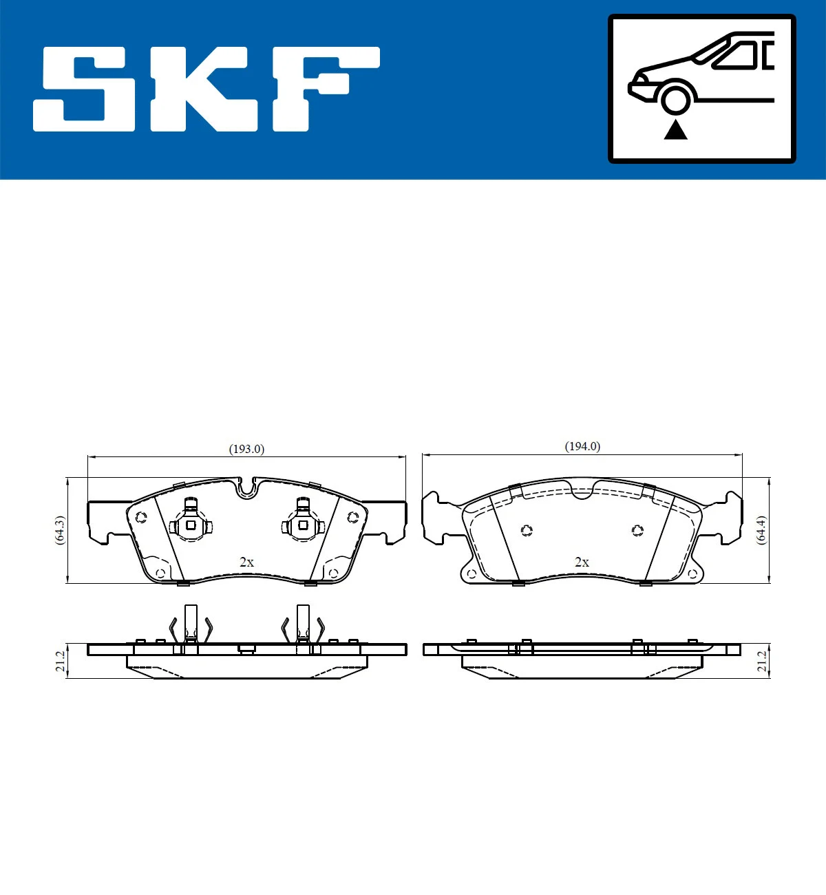 Diskinių stabdžių trinkelių rinkinys SKF VKBP 80389