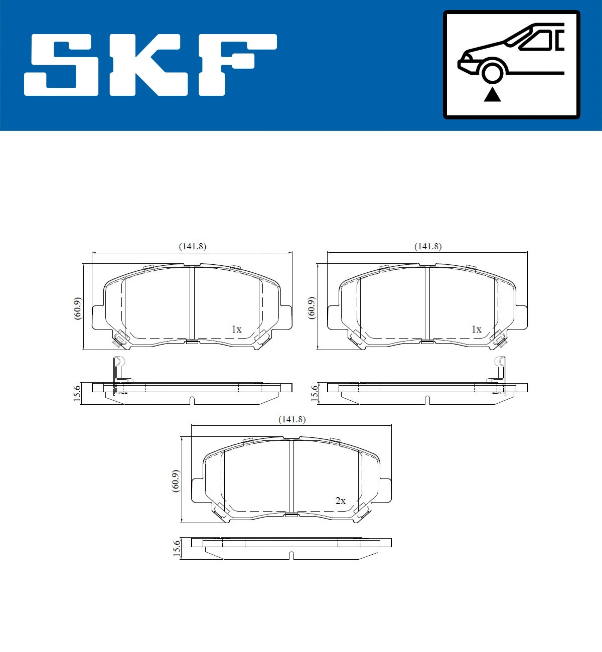 Diskinių stabdžių trinkelių rinkinys SKF VKBP 80406 A