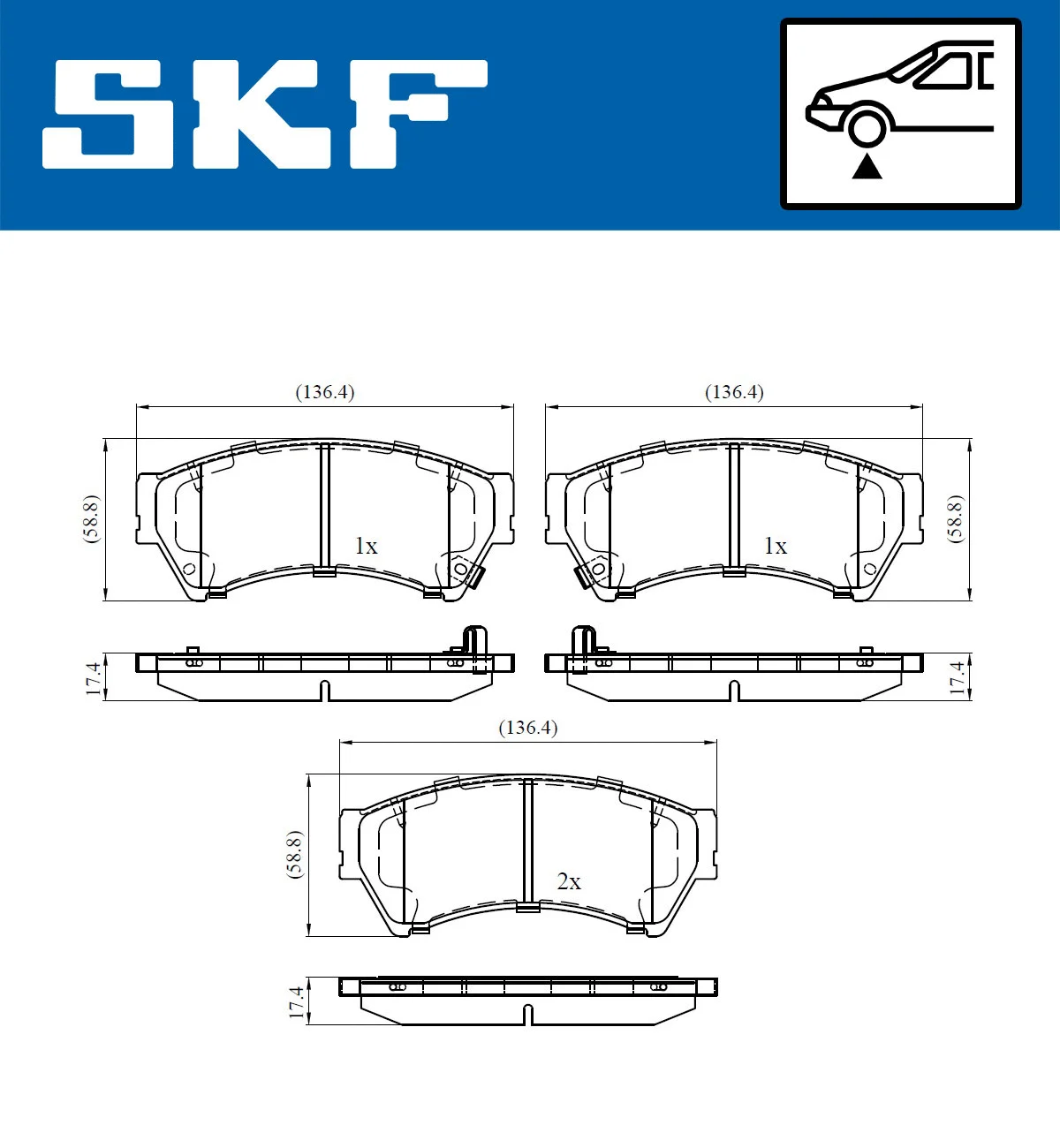 Diskinių stabdžių trinkelių rinkinys SKF VKBP 80410 A