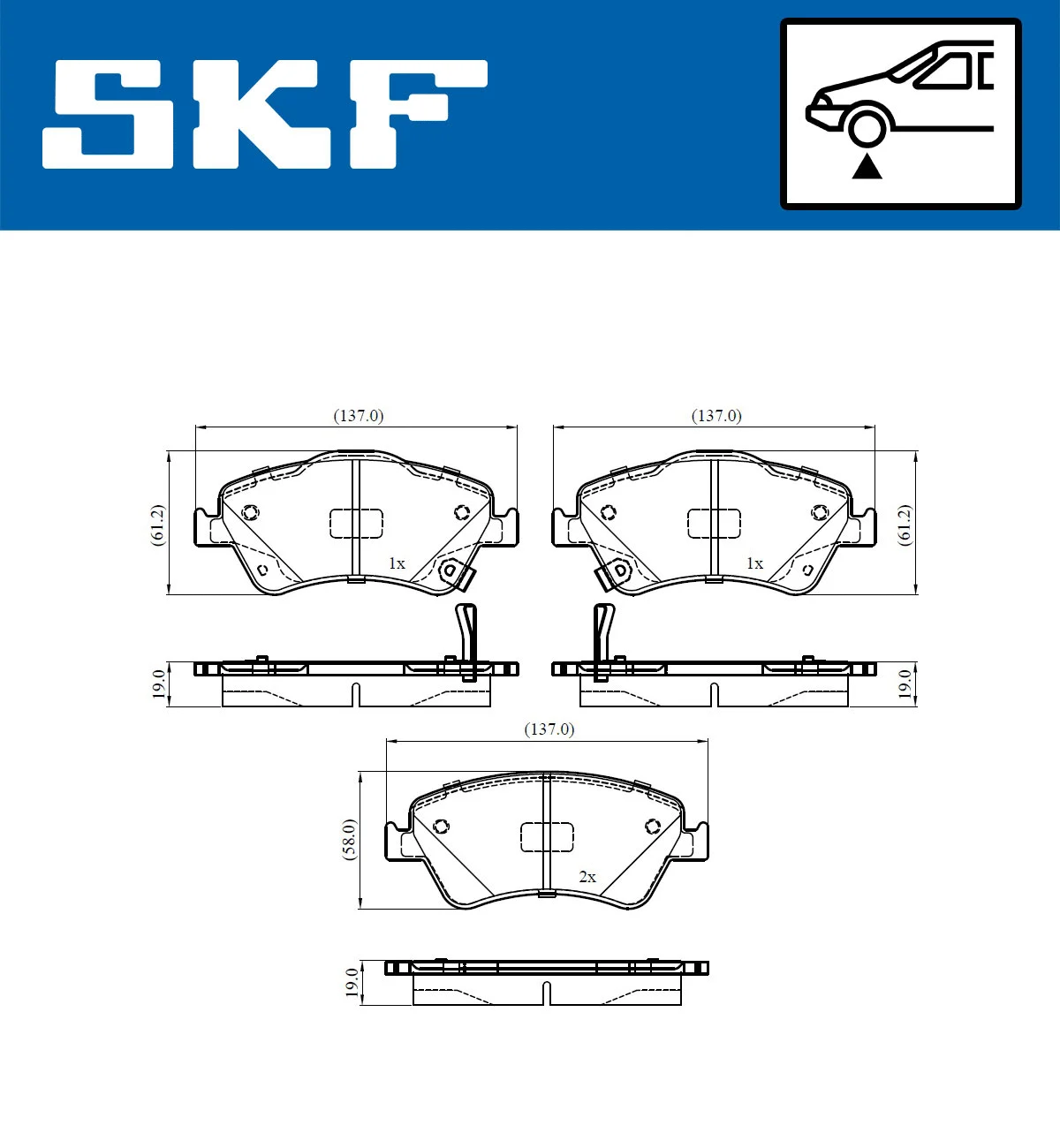 Diskinių stabdžių trinkelių rinkinys SKF VKBP 80437 A