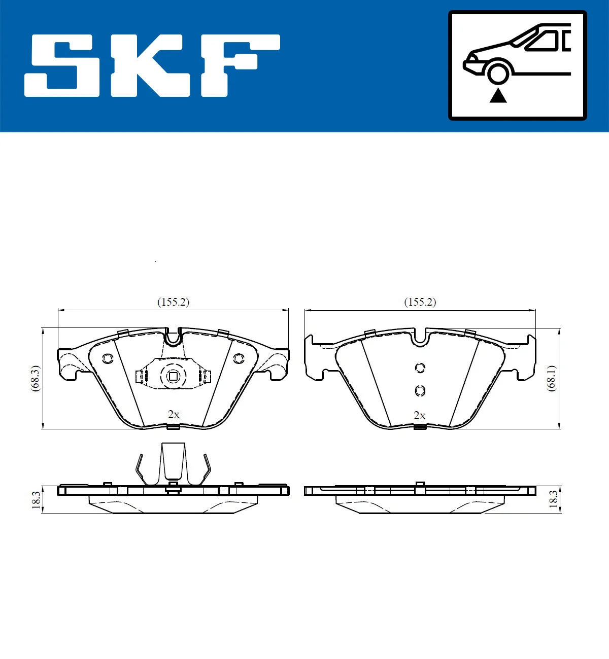 Diskinių stabdžių trinkelių rinkinys SKF VKBP 80444