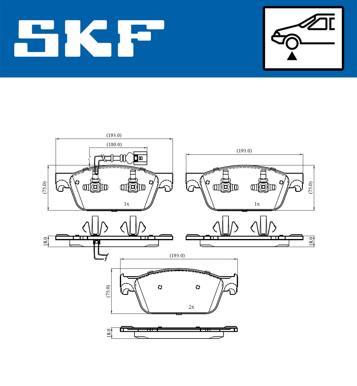 Diskinių stabdžių trinkelių rinkinys SKF VKBP 80445 E