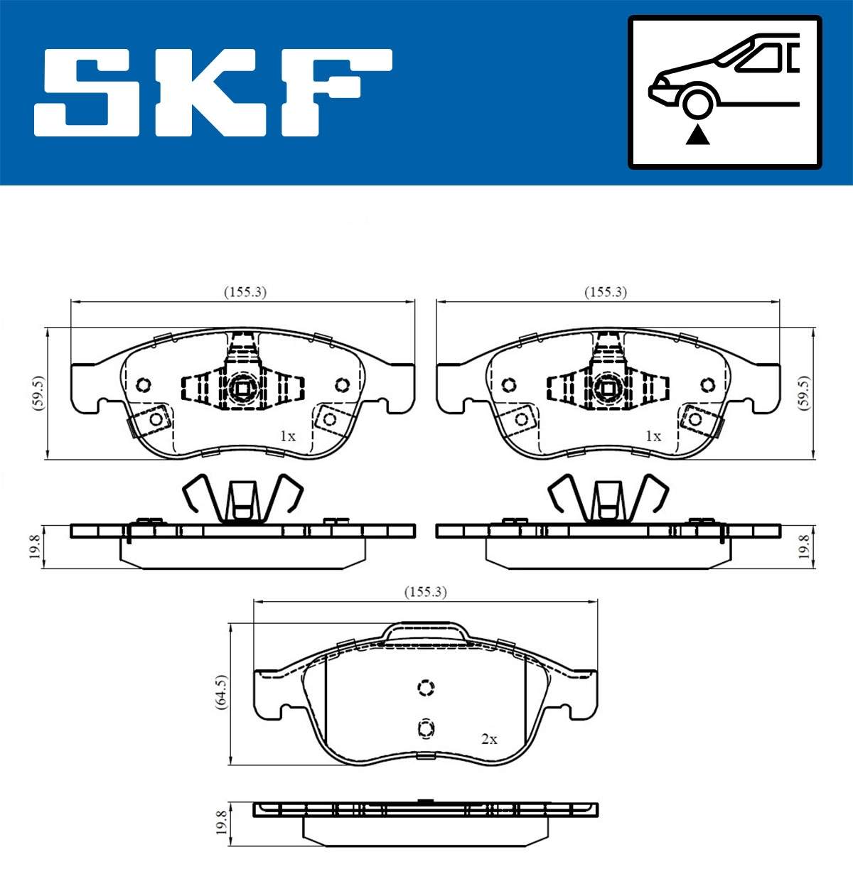 Diskinių stabdžių trinkelių rinkinys SKF VKBP 80448 A
