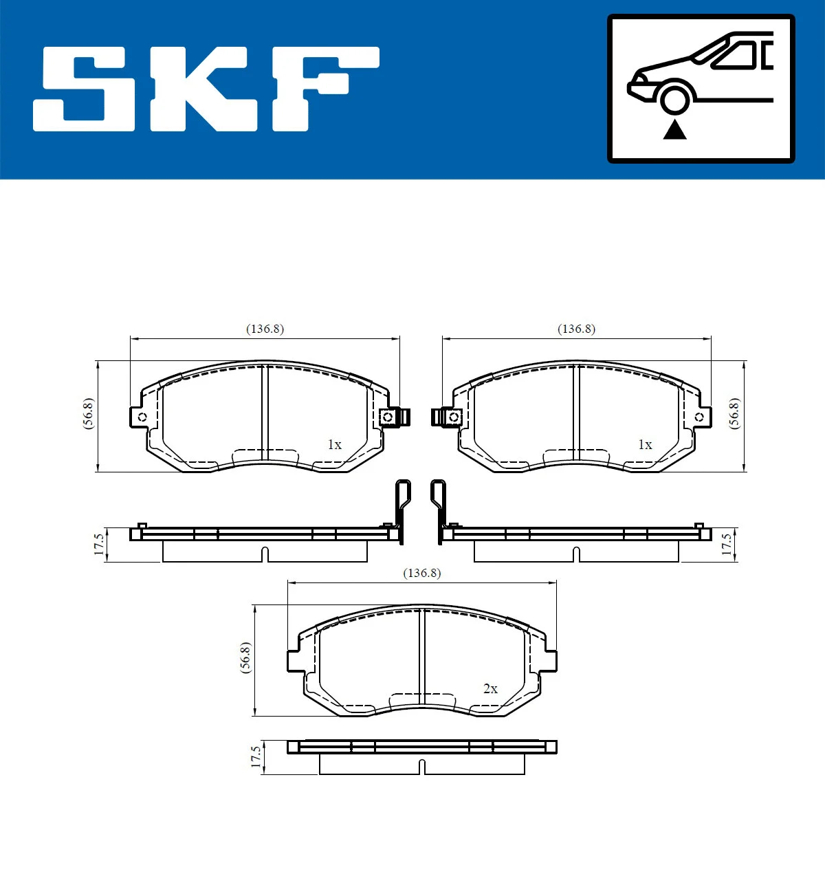 Diskinių stabdžių trinkelių rinkinys SKF VKBP 80456 A