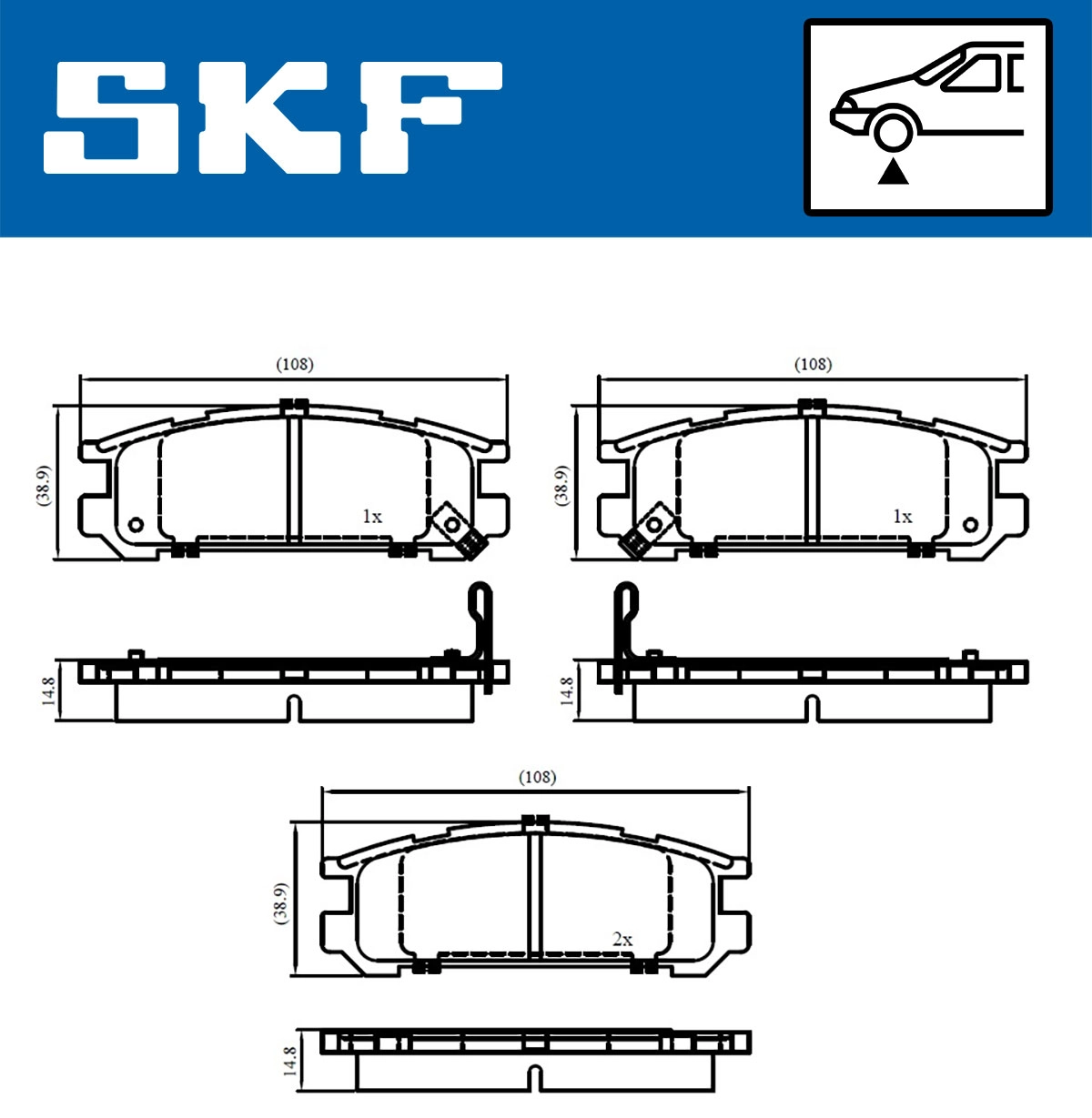 Diskinių stabdžių trinkelių rinkinys SKF VKBP 80457