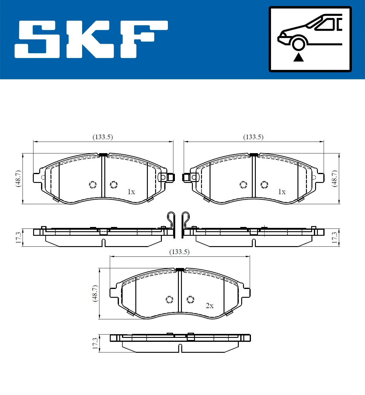 Diskinių stabdžių trinkelių rinkinys SKF VKBP 80460 A