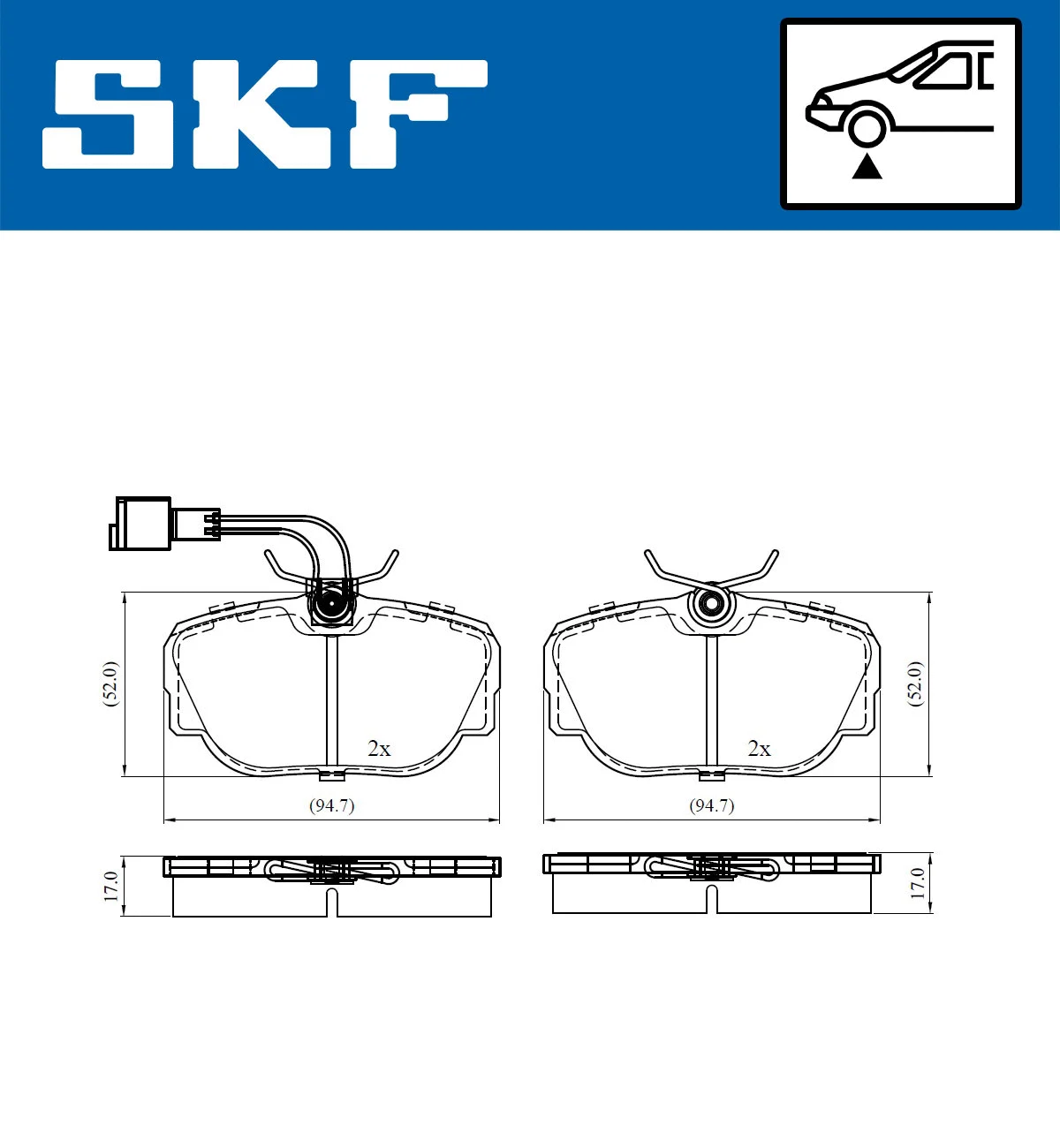 Diskinių stabdžių trinkelių rinkinys SKF VKBP 80480 E