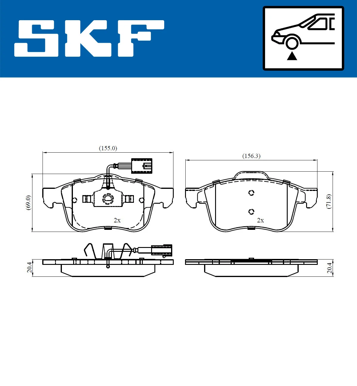 Diskinių stabdžių trinkelių rinkinys SKF VKBP 80487 E