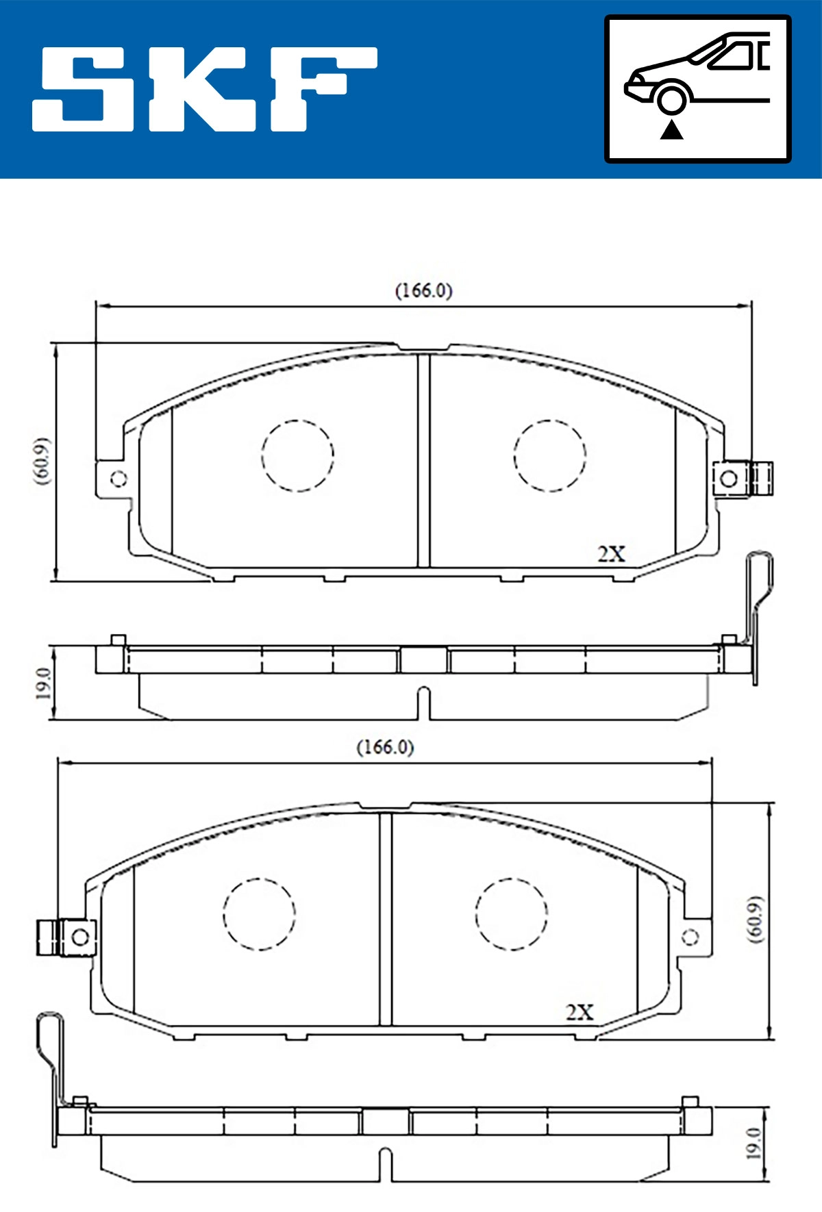 Diskinių stabdžių trinkelių rinkinys SKF VKBP 80509 A
