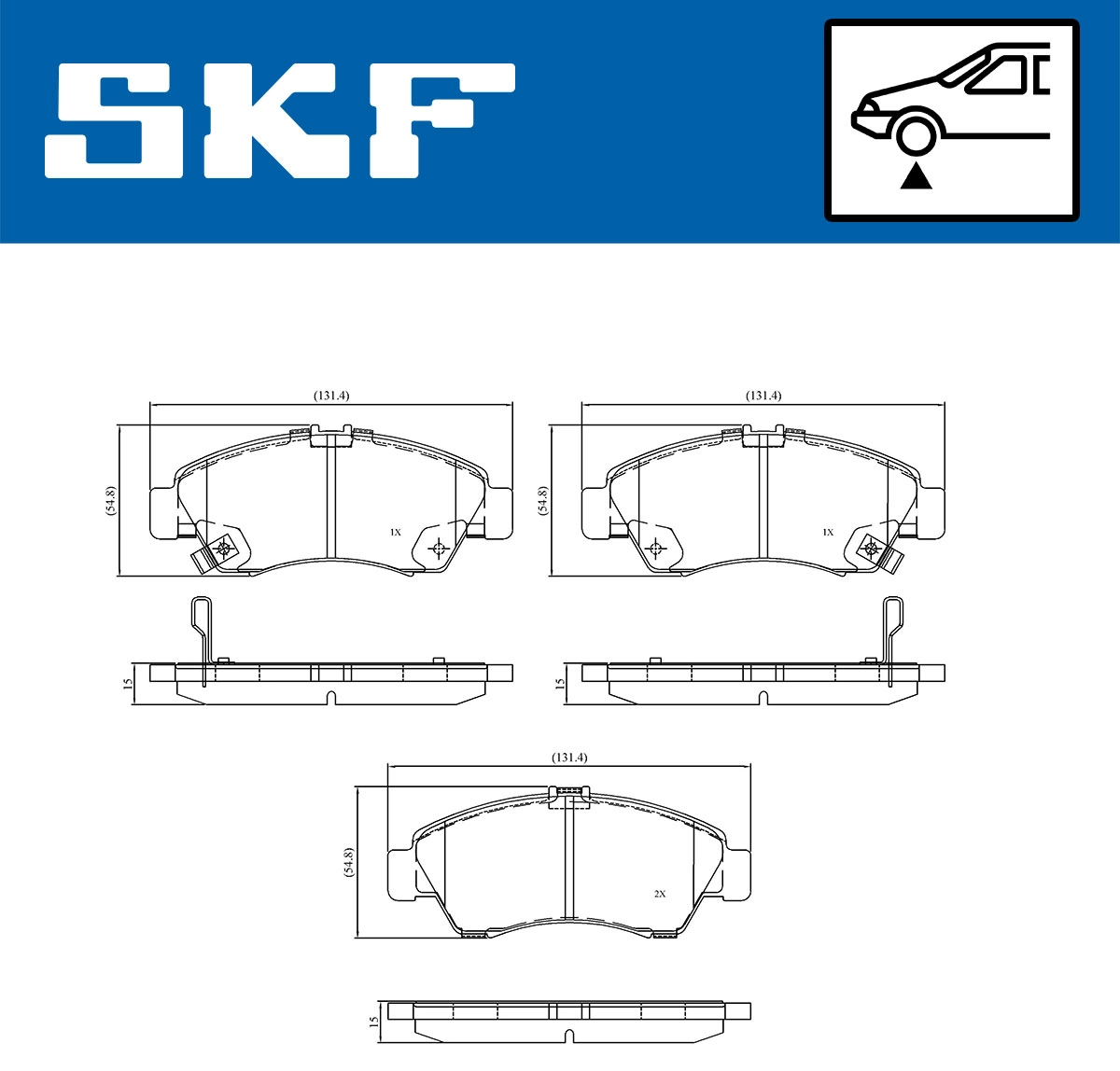 Diskinių stabdžių trinkelių rinkinys SKF VKBP 80521 A