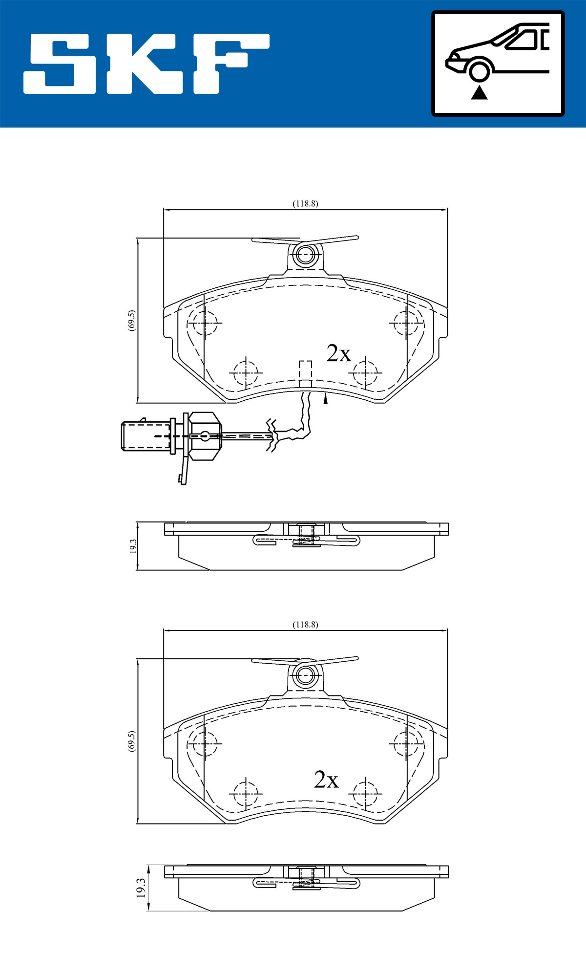 Diskinių stabdžių trinkelių rinkinys SKF VKBP 80547 E