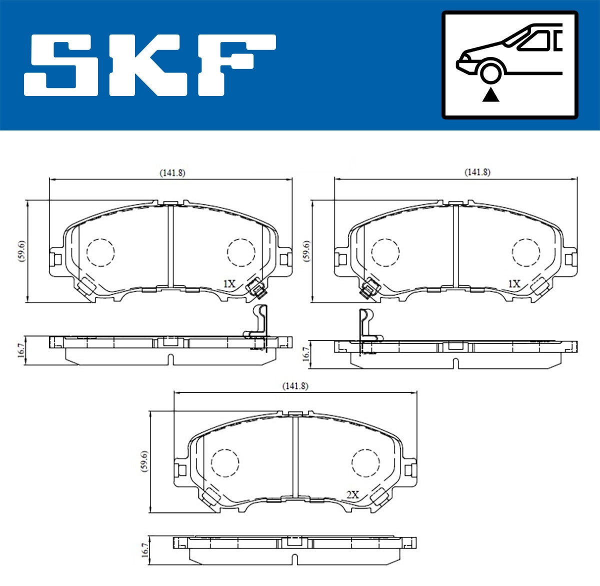 Diskinių stabdžių trinkelių rinkinys SKF VKBP 80557 A