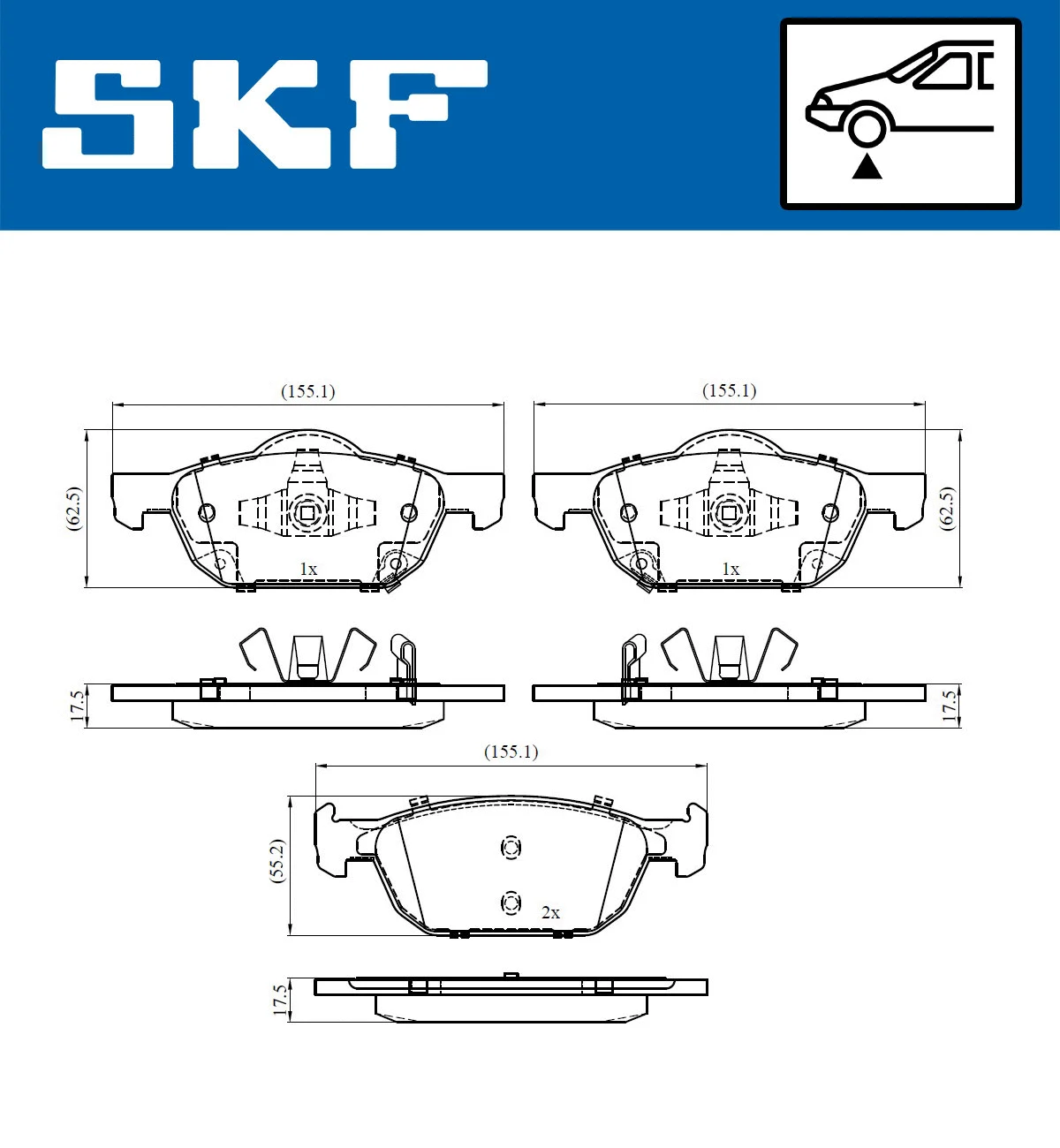 Diskinių stabdžių trinkelių rinkinys SKF VKBP 80560 A