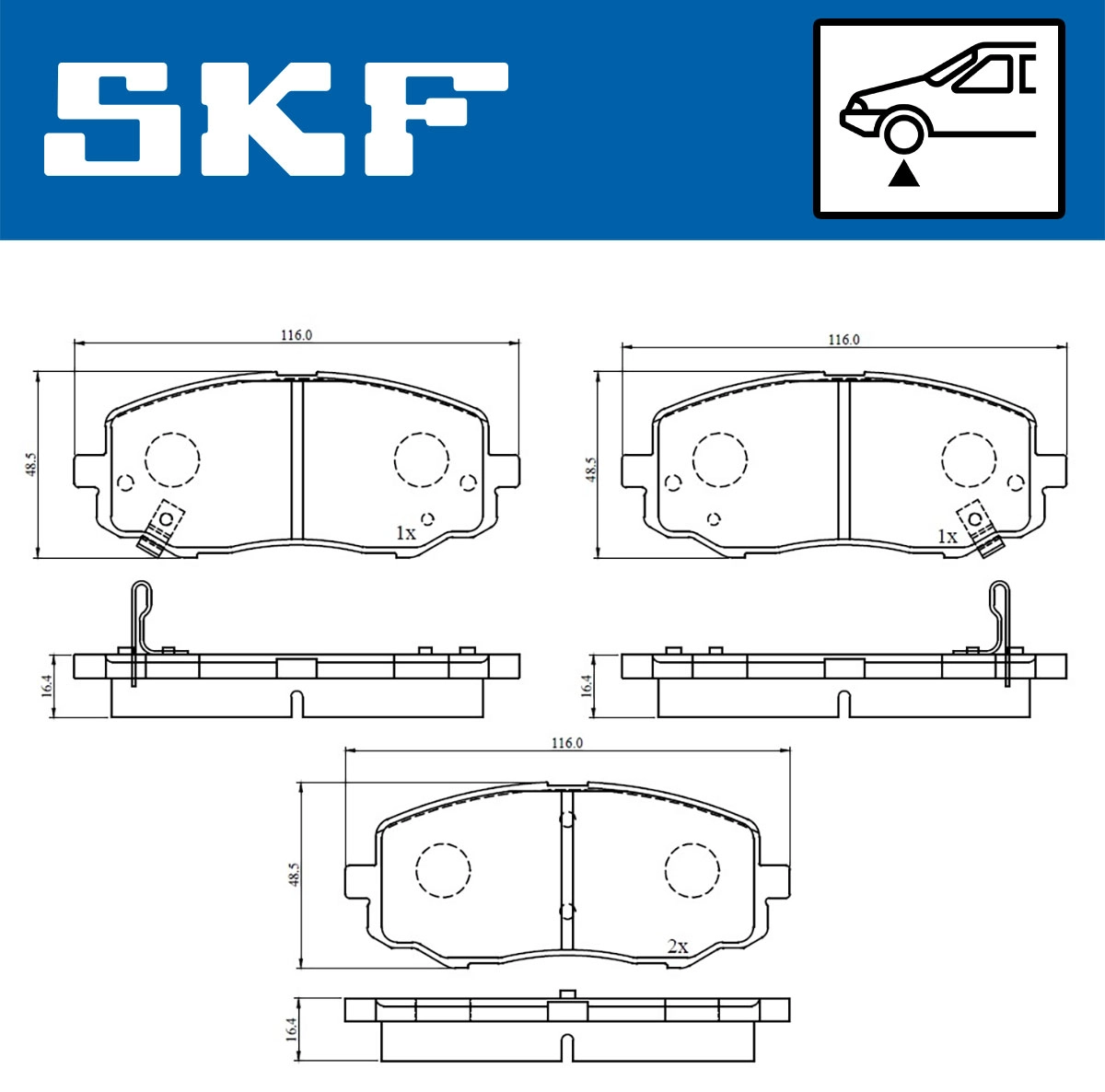 Diskinių stabdžių trinkelių rinkinys SKF VKBP 80567 A