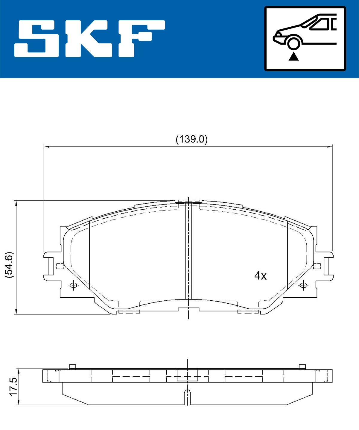 Diskinių stabdžių trinkelių rinkinys SKF VKBP 80579