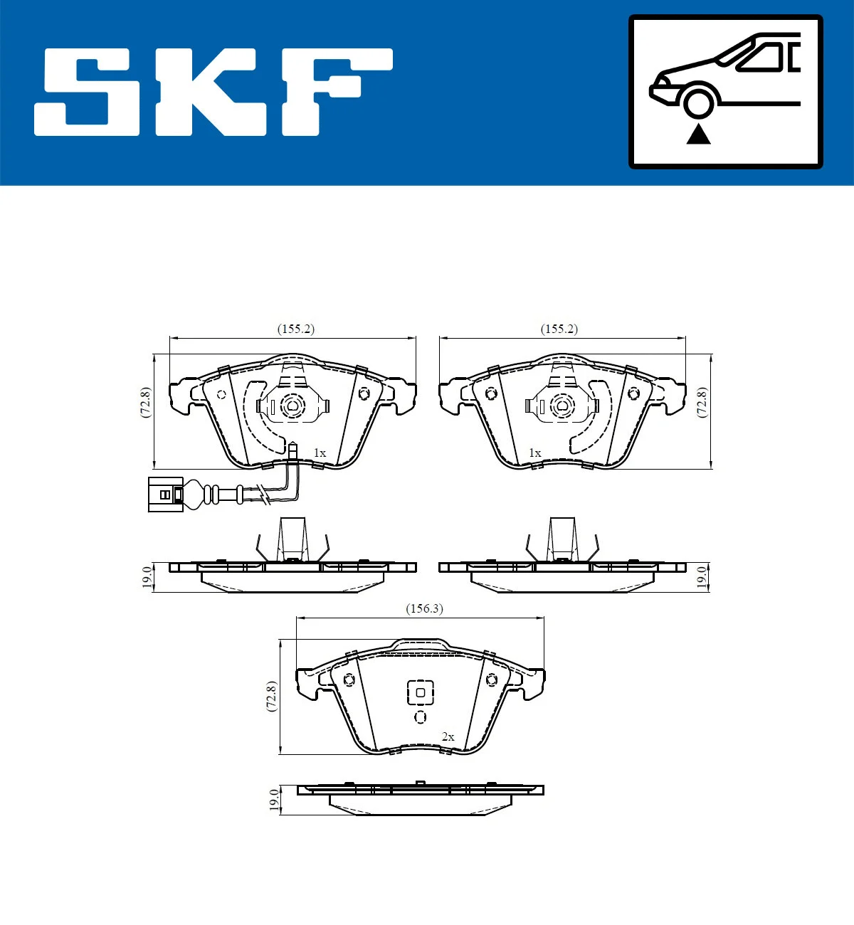Diskinių stabdžių trinkelių rinkinys SKF VKBP 80586 E