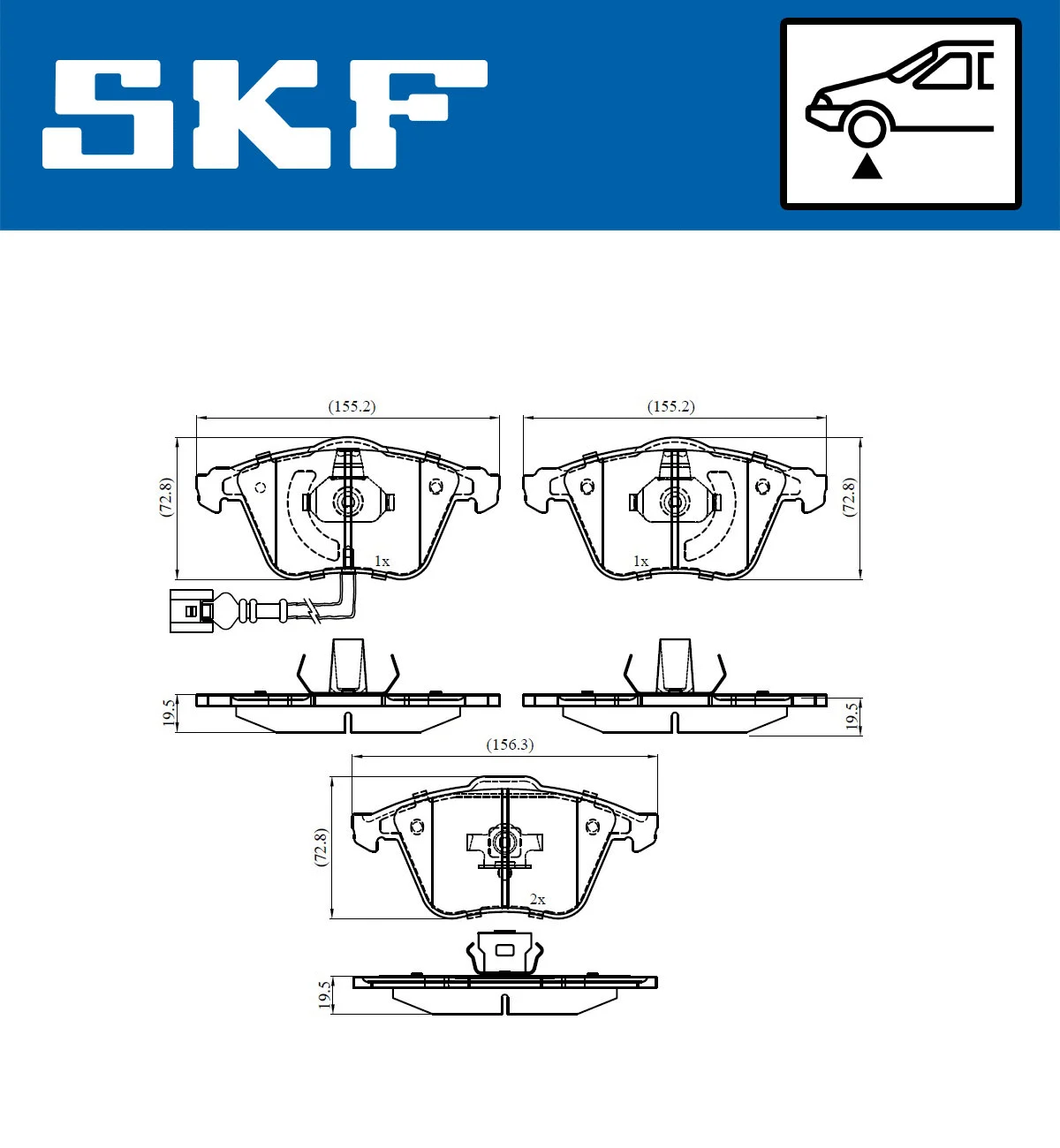 Diskinių stabdžių trinkelių rinkinys SKF VKBP 80594 E