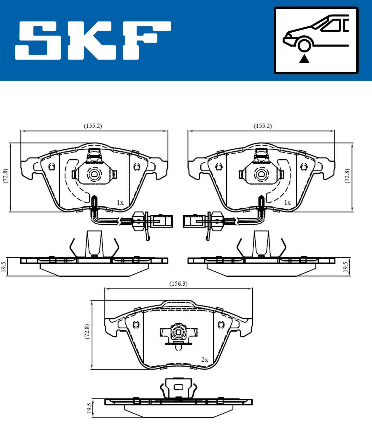 Diskinių stabdžių trinkelių rinkinys SKF VKBP 80617 E
