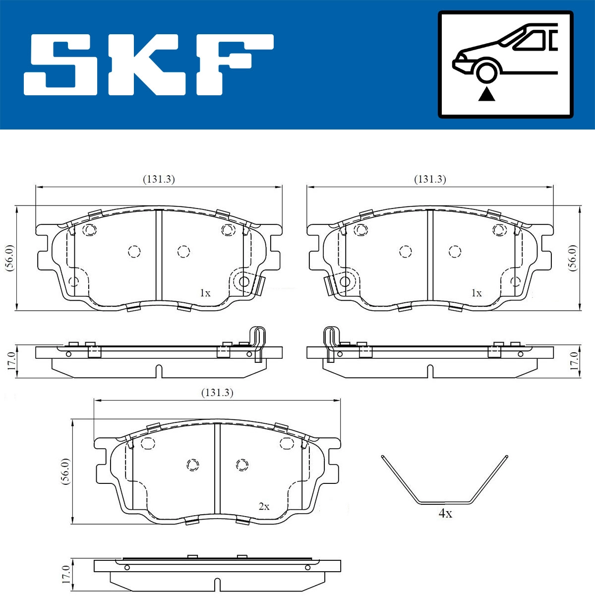 Diskinių stabdžių trinkelių rinkinys SKF VKBP 80619 A