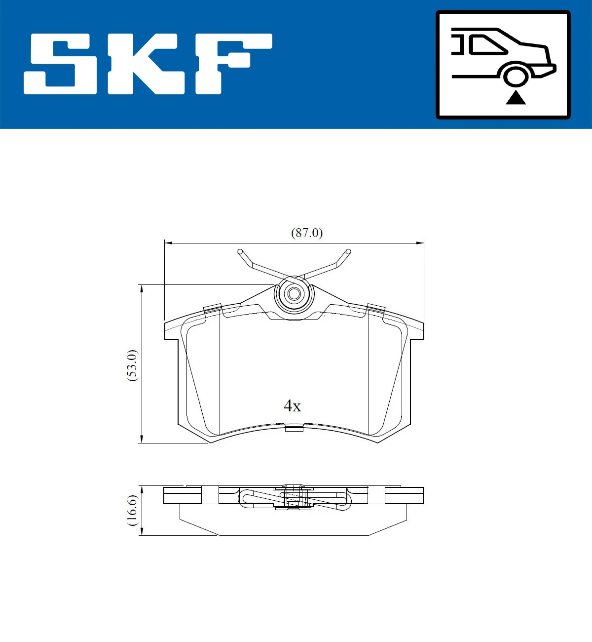 Diskinių stabdžių trinkelių rinkinys SKF VKBP 90001
