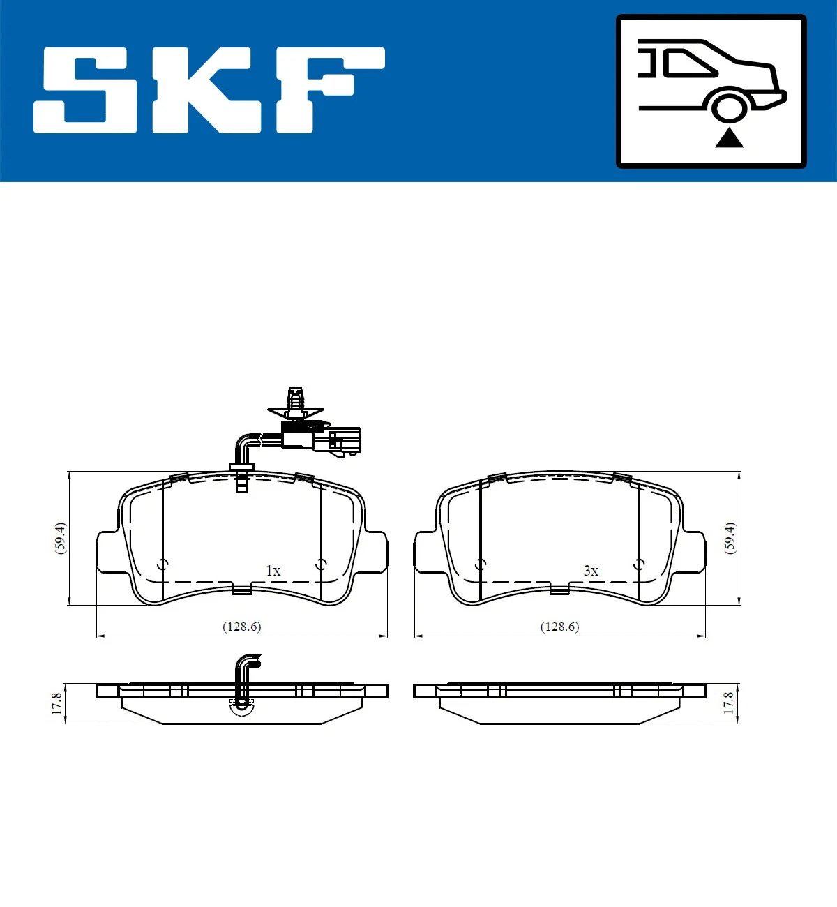 Diskinių stabdžių trinkelių rinkinys SKF VKBP 90010 E