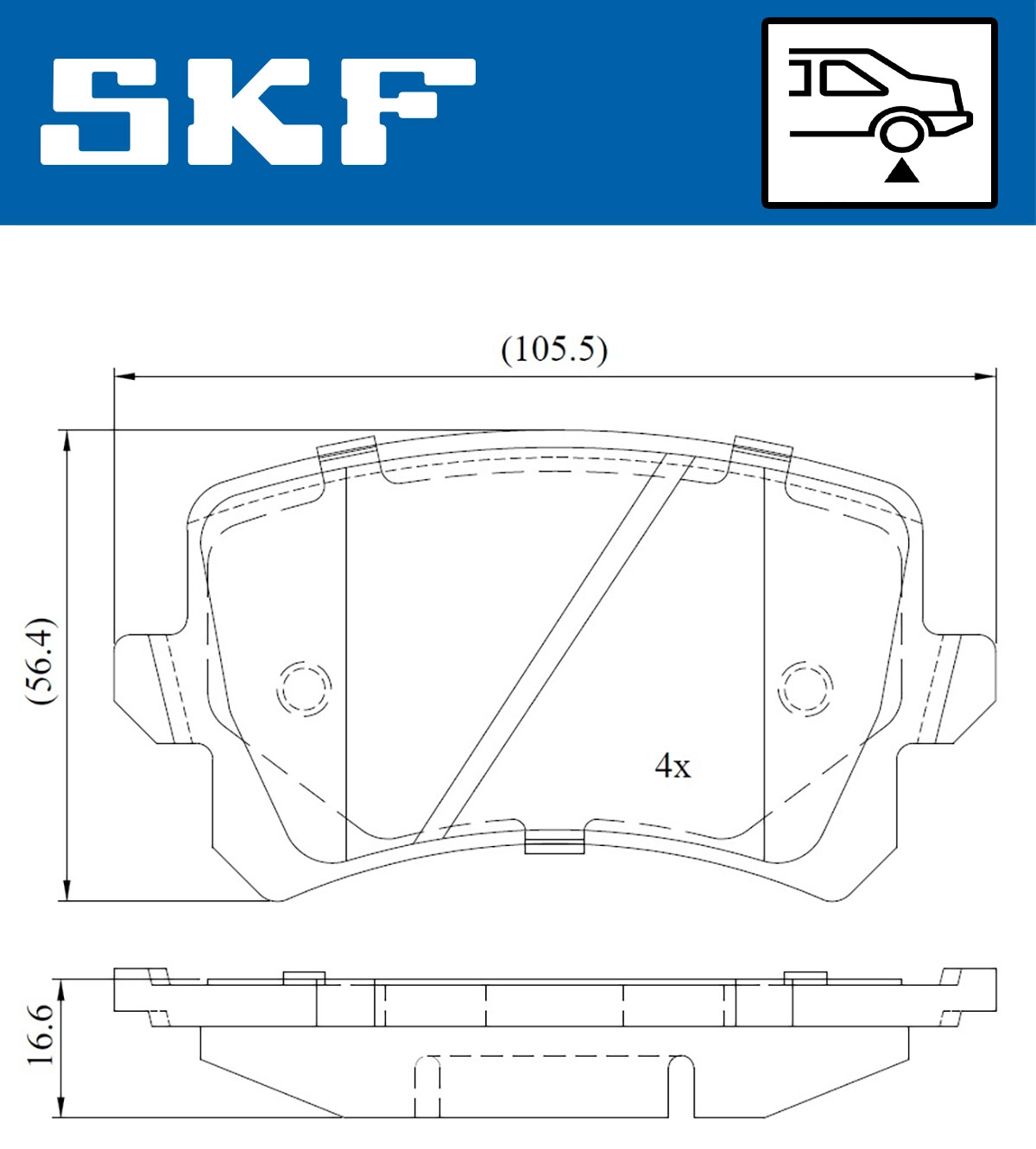Diskinių stabdžių trinkelių rinkinys SKF VKBP 90023