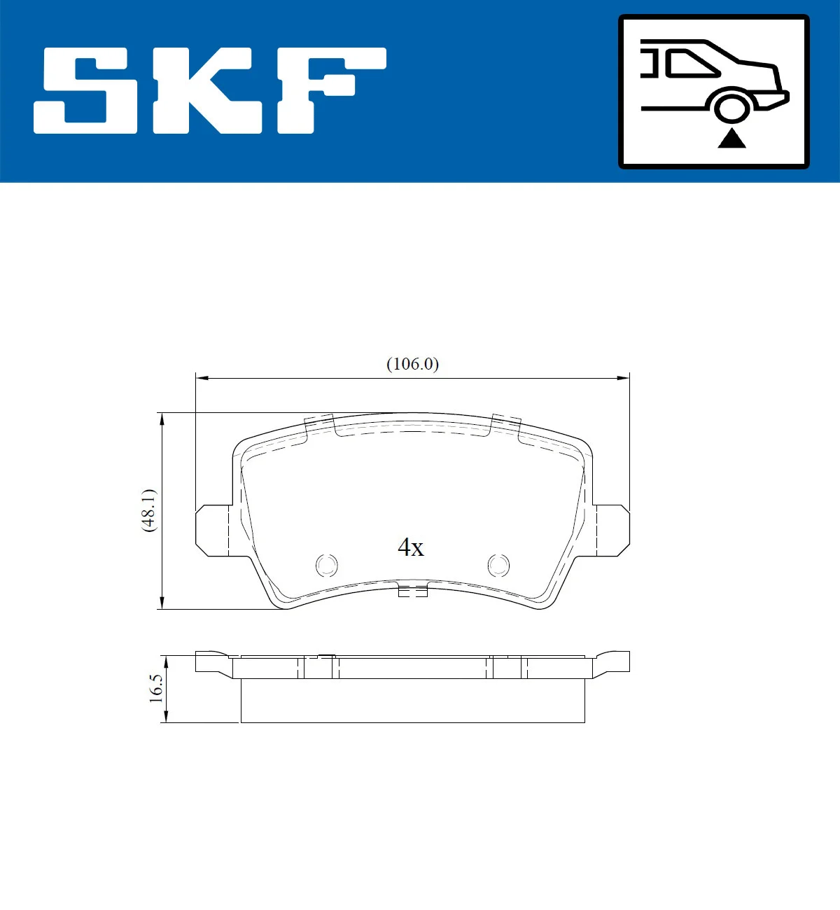 Diskinių stabdžių trinkelių rinkinys SKF VKBP 90027
