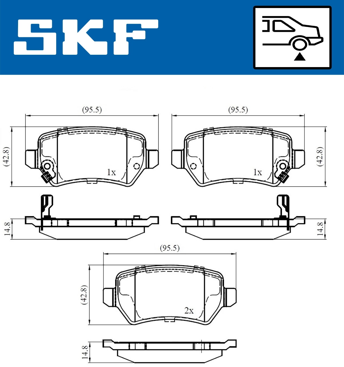 Diskinių stabdžių trinkelių rinkinys SKF VKBP 90032 A