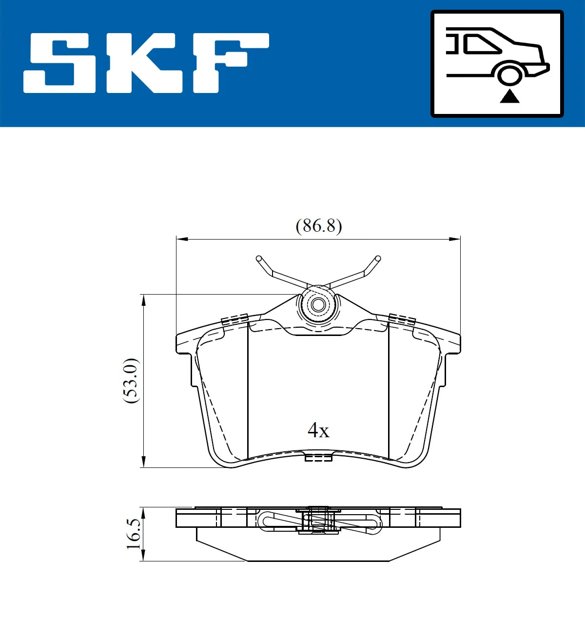 Diskinių stabdžių trinkelių rinkinys SKF VKBP 90036