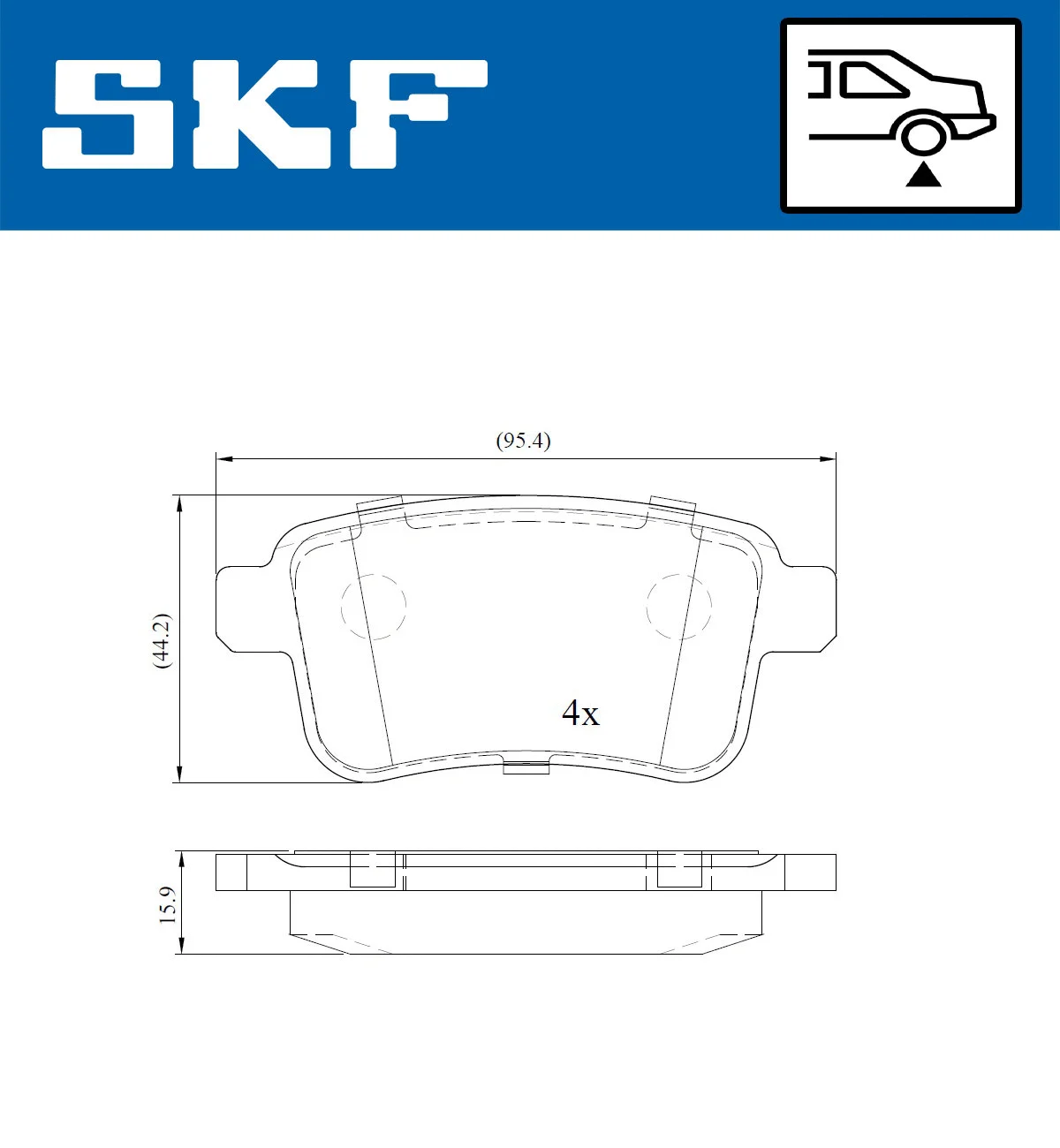 Diskinių stabdžių trinkelių rinkinys SKF VKBP 90039