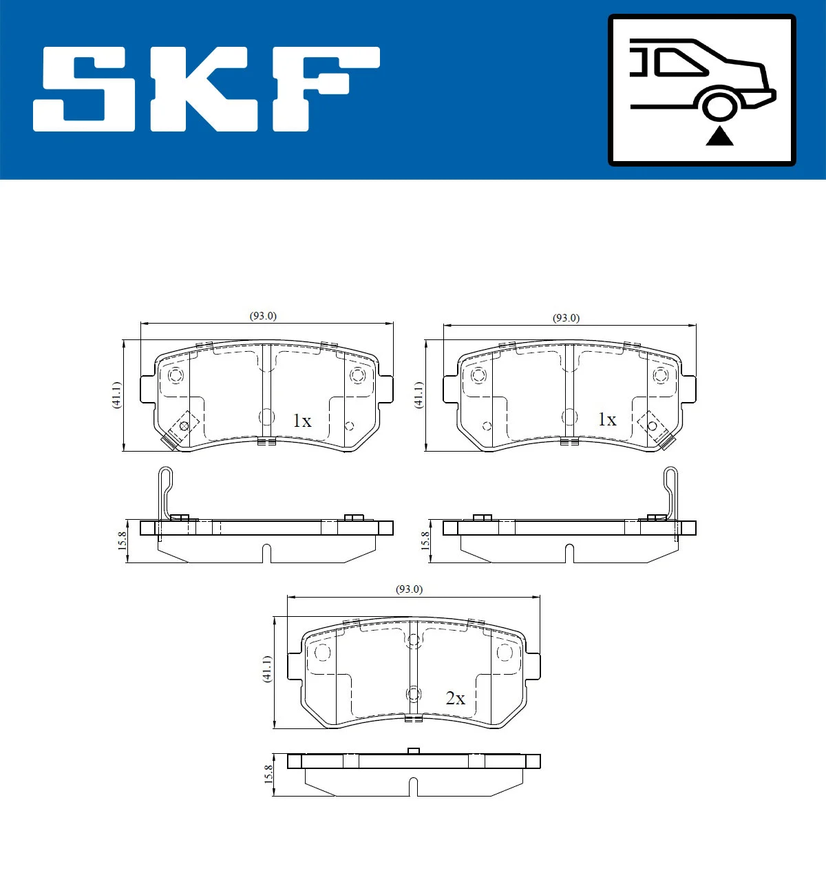 Diskinių stabdžių trinkelių rinkinys SKF VKBP 90054 A