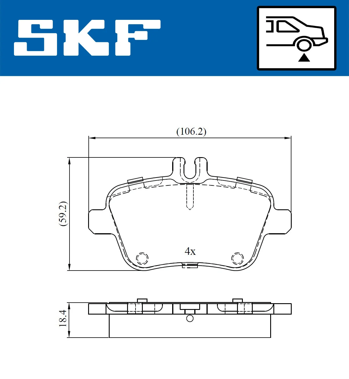 Diskinių stabdžių trinkelių rinkinys SKF VKBP 90056