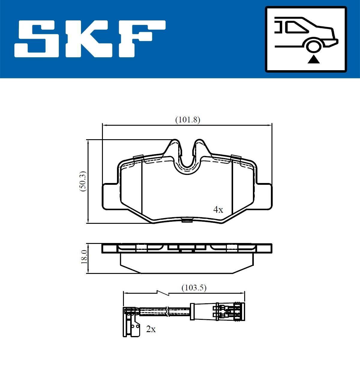 Diskinių stabdžių trinkelių rinkinys SKF VKBP 90060 E