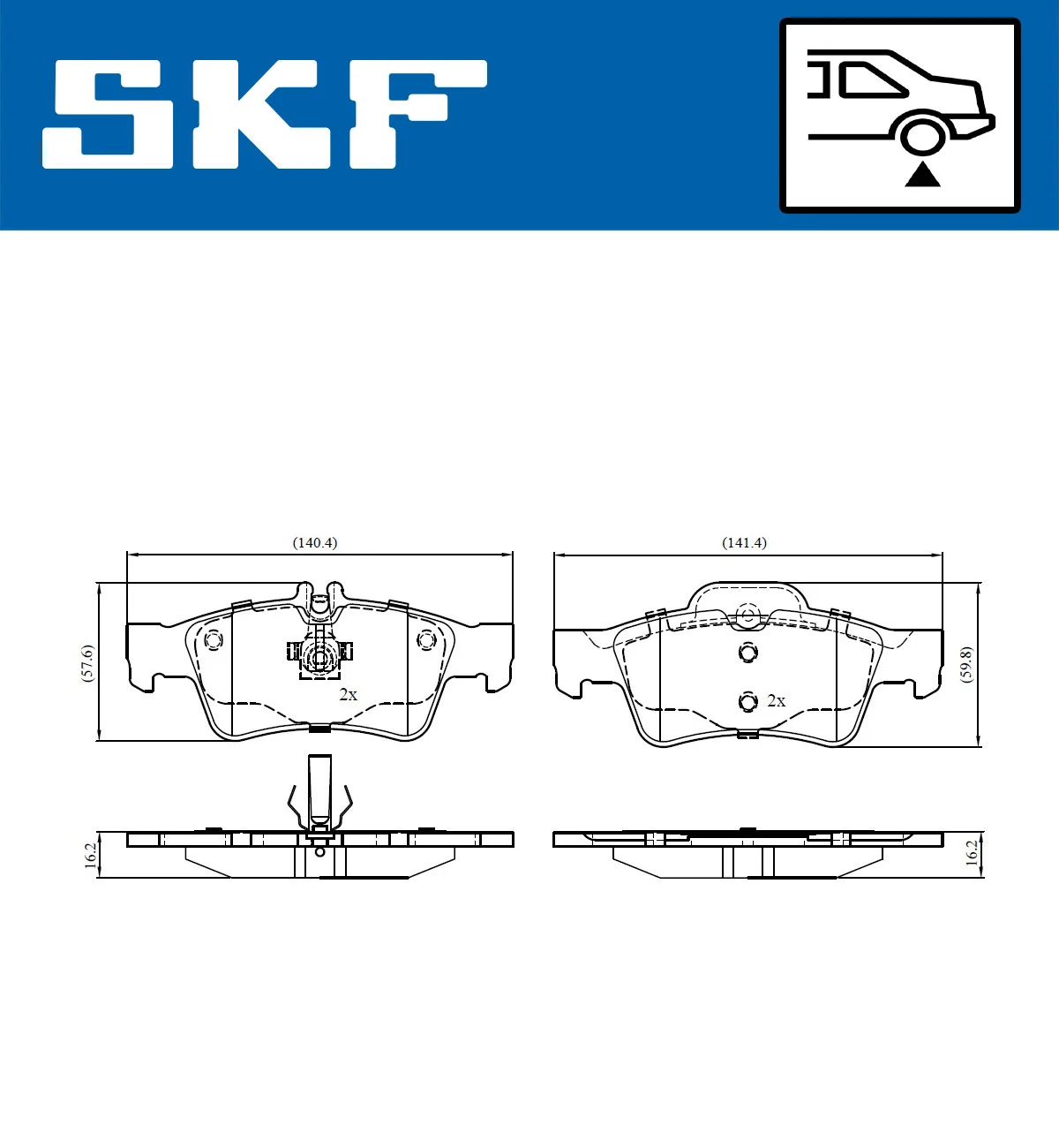 Diskinių stabdžių trinkelių rinkinys SKF VKBP 90065